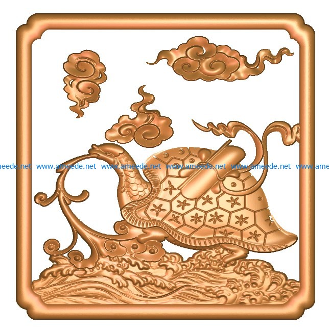 Turtle picture A002710 wood carving file stl for Artcam and Aspire jdpaint free vector art 3d model download for CNC