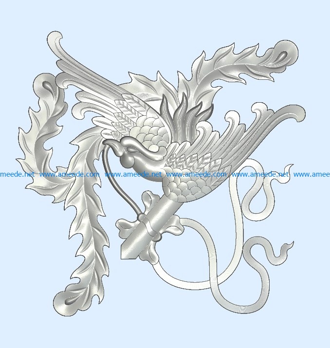 Worship things phoenix A002284 wood carving file stl for Artcam and Aspire jdpaint free vector art 3d model download for CNC