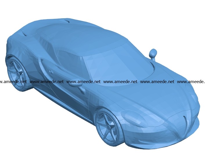 Alfa Romeo 4C Car B003525 file stl free download 3D Model for CNC and 3d printer