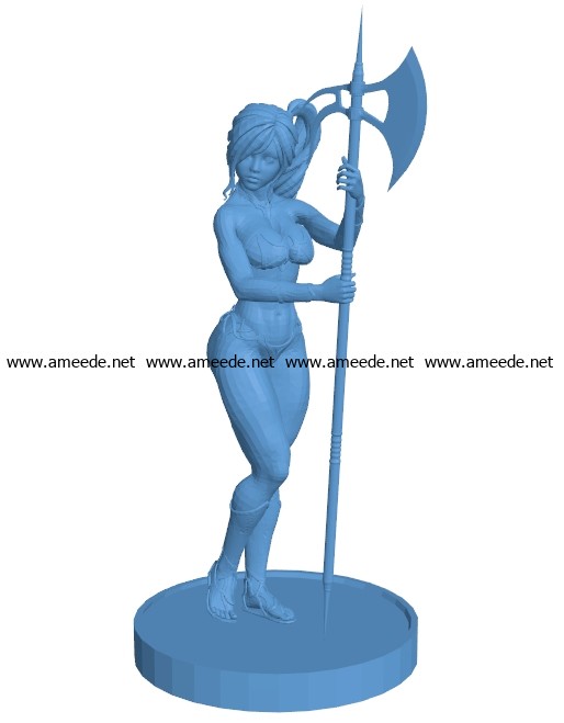 Barbarian woman B003559 file stl free download 3D Model for CNC and 3d