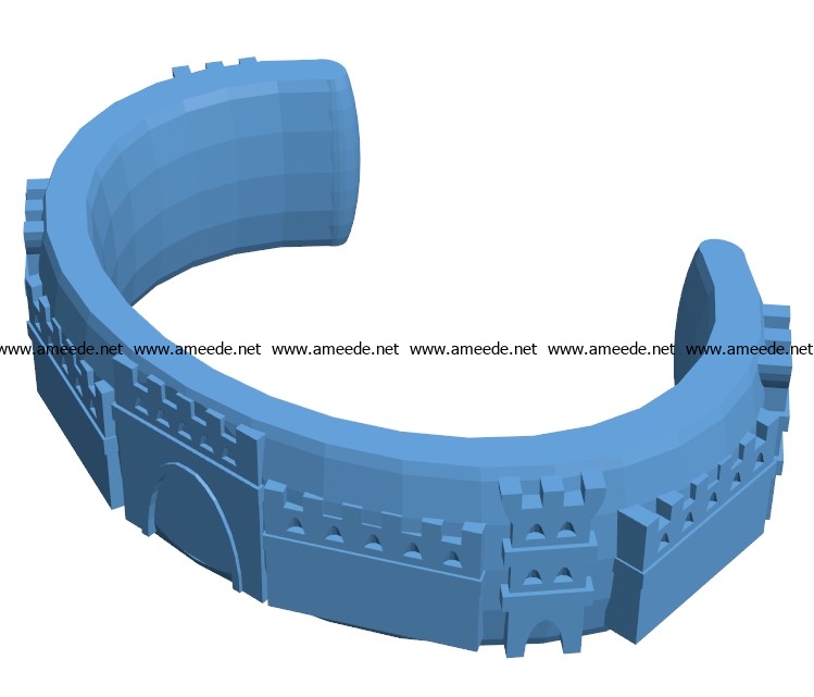 Bracelet with castle B002993 file stl free download 3D Model for CNC and 3d printer