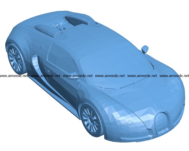 Bugatti Veyron Car B003010 file stl free download 3D Model for CNC and 3d printer