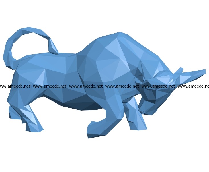 Bull Low Poly B003554 File Stl Free Download 3d Model For Cnc And