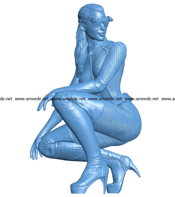 Cat woman crouching B003272 file stl free download 3D Model for CNC and 3d printer