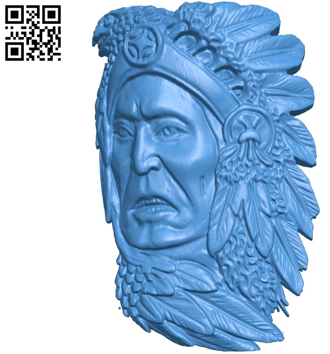 Chief tribal A002776 wood carving file stl for Artcam and Aspire jdpaint free vector art 3d model download for CNC