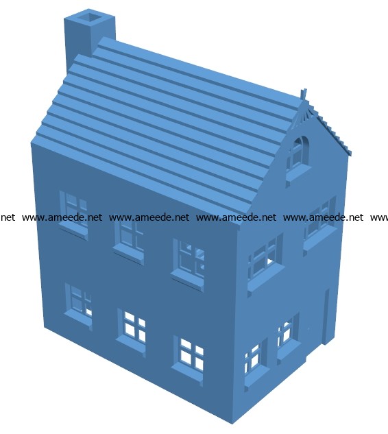 Colonial house B003068 file stl free download 3D Model for CNC and 3d printer