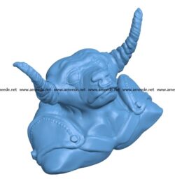 Cow’s head Minotaur bust B002875 file stl free download 3D Model for CNC and 3d printer