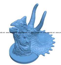 Dinosaur Head triceratops knob B003727 file stl free download 3D Model for CNC and 3d printer