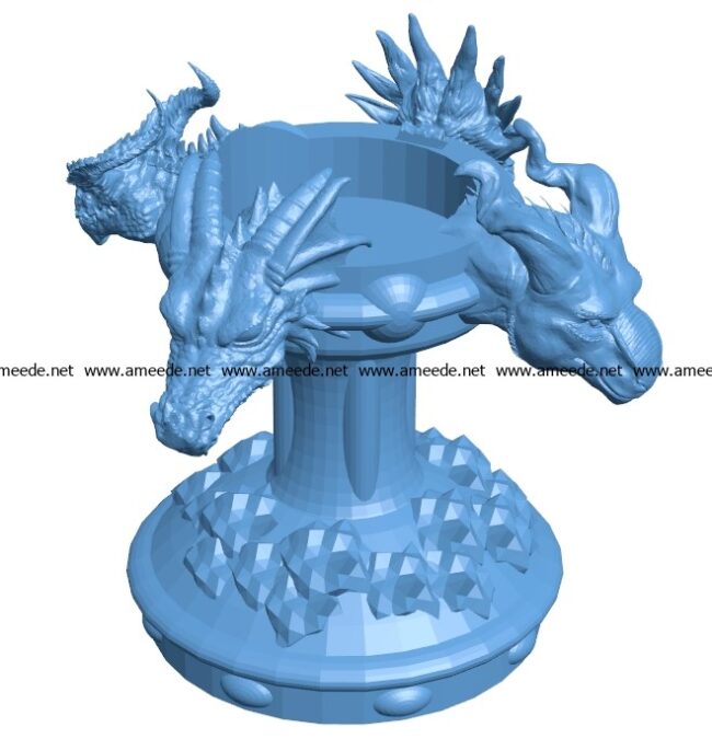 Dragon head Candlestick B002974 file stl free download 3D Model for CNC and 3d printer