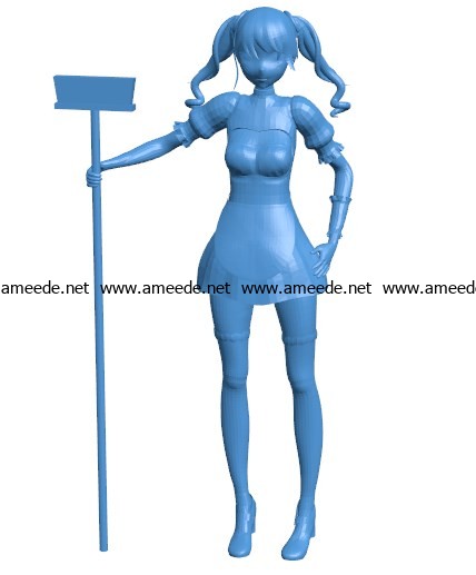 Girl with mop B003765 file stl free download 3D Model for CNC and 3d printer