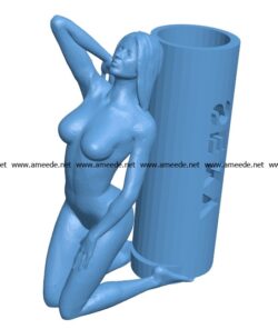 Girl’s pen holder B002874 file stl free download 3D Model for CNC and 3d printer