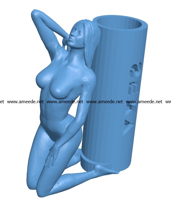 Girl's pen holder B002874 file stl free download 3D Model for CNC and 3d printer