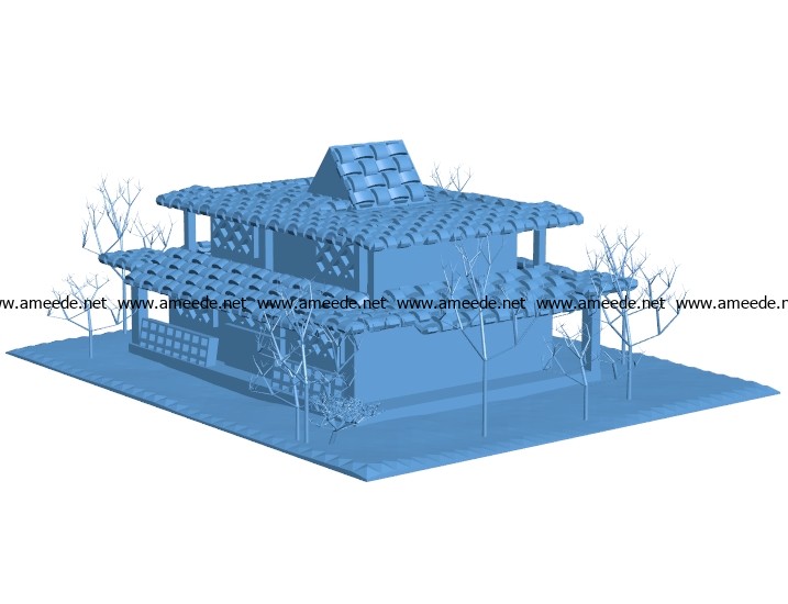 Japan house B003169 file stl free download 3D Model for CNC and 3d printer