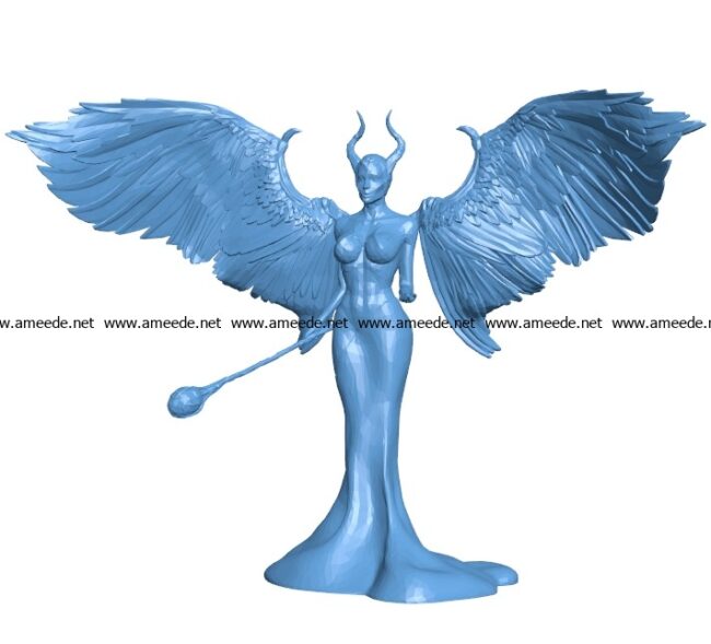 Maleficent Low Poly Women B003145 file stl free download 3D Model for CNC and 3d printer