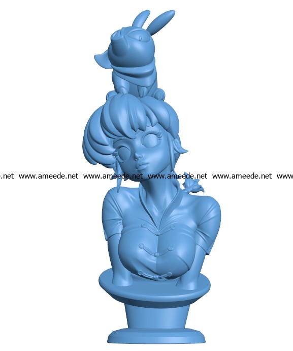 Miss Ranma Bust B003407 file stl free download 3D Model for CNC and 3d printer