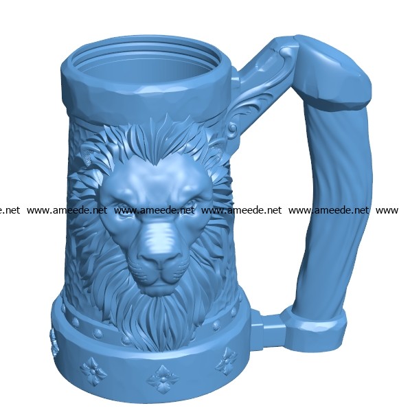 Mug Lion B003293 file stl free download 3D Model for CNC and 3d printer