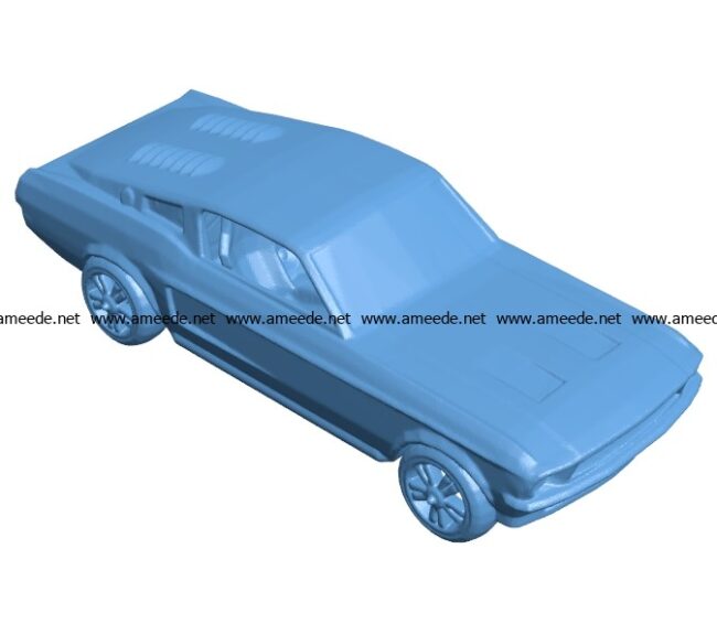 Mustang printable car B003392 file stl free download 3D Model for CNC and 3d printer