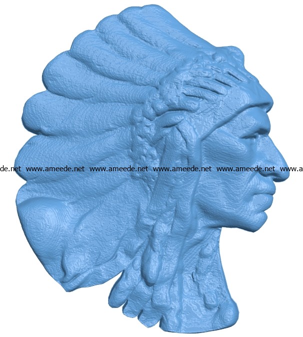 Native american head B003186 file stl free download 3D Model for CNC and 3d printer