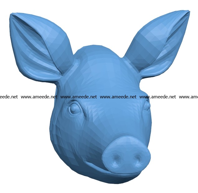 Pig Head B002918 file stl free download 3D Model for CNC and 3d printer
