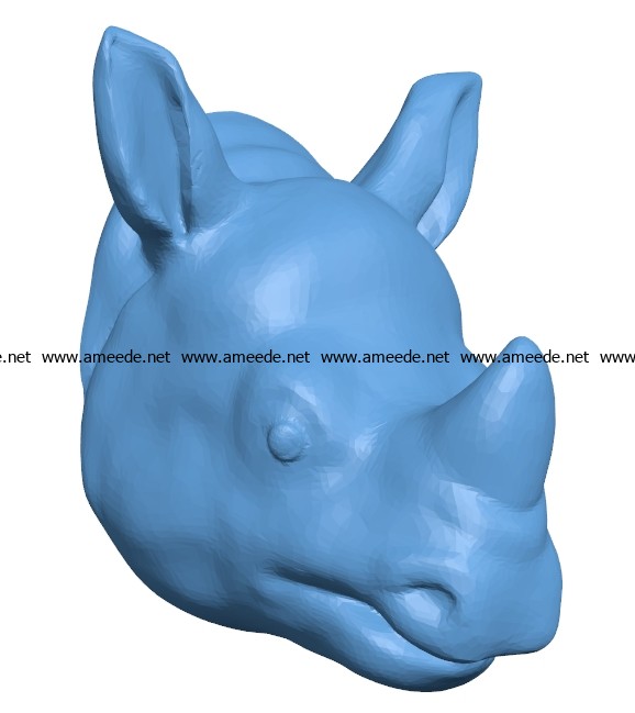 Rhino Head B002919 file stl free download 3D Model for CNC and 3d printer