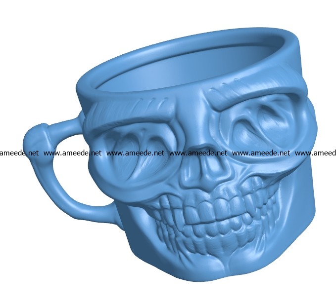 Skull cup B003337 file stl free download 3D Model for CNC and 3d printer