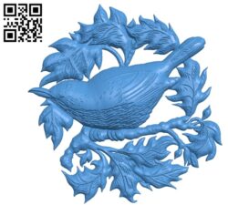 The bird perches on a tree branch A002783 wood carving file stl for Artcam and Aspire jdpaint free vector art 3d model download for CNC