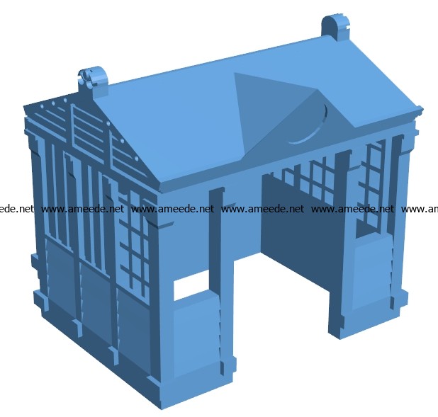 Tram station house B003437 file stl free download 3D Model for CNC and 3d printer
