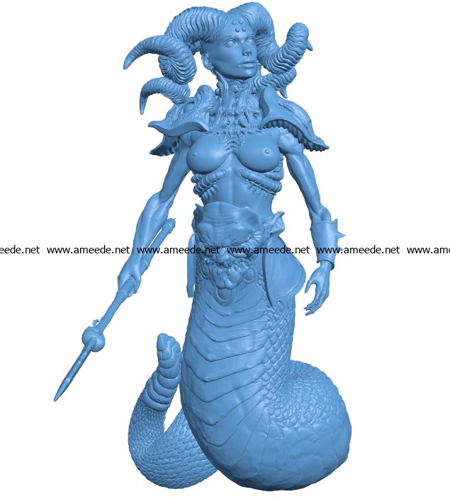 Woman Snake Princess B003728 file stl free download 3D Model for CNC and 3d printer