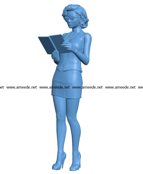 Woman with notepad B002997 file stl free download 3D Model for CNC and 3d printer