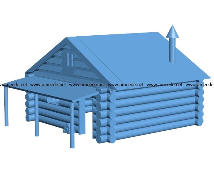Wooden house B003224 file stl free download 3D Model for CNC and 3d printer