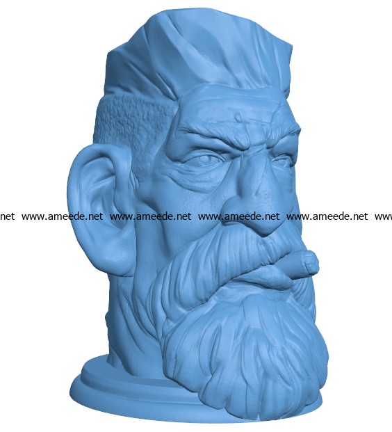Zombie hunter head B003009 file stl free download 3D Model for CNC and 3d printer