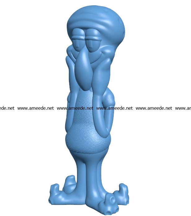 Happy Squidward B003075 file stl free download 3D Model for CNC and 3d printer