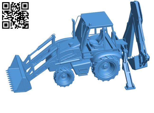 Backhoe loader B004402 file stl free download 3D Model for CNC and 3d printer