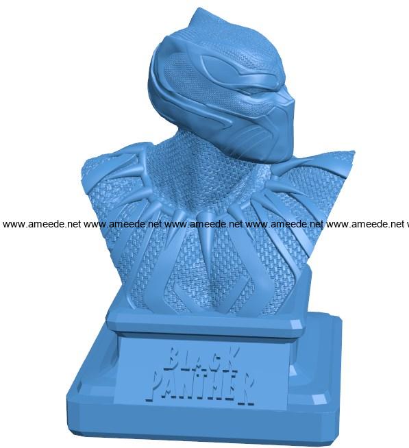 Black Panther Man Bust B003996 file stl free download 3D Model for CNC and 3d printer