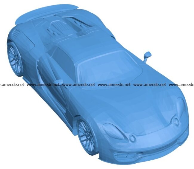 Car Porsche 918 type R B003781 file stl free download 3D Model for CNC and 3d printer