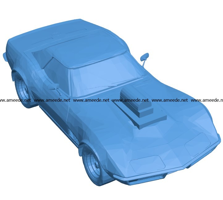 Car corvette with blower B003847 file stl free download 3D Model for CNC and 3d printer