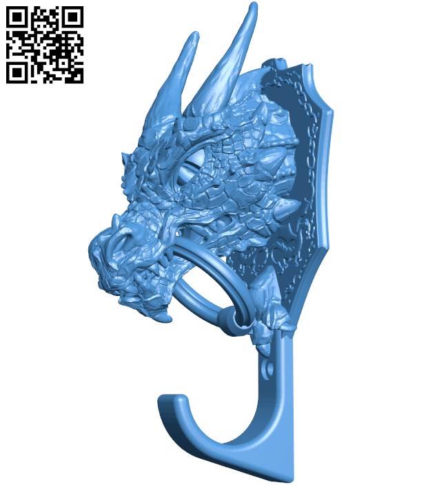 Dragon Head wall hook B004305 file stl free download 3D Model for CNC and 3d printer