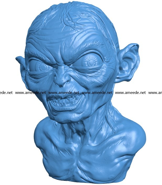 Golum Head B003813 file stl free download 3D Model for CNC and 3d printer