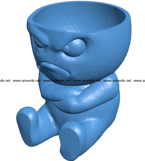 Grumpy Egg Planter Cup B003798 file stl free download 3D Model for CNC and 3d printer