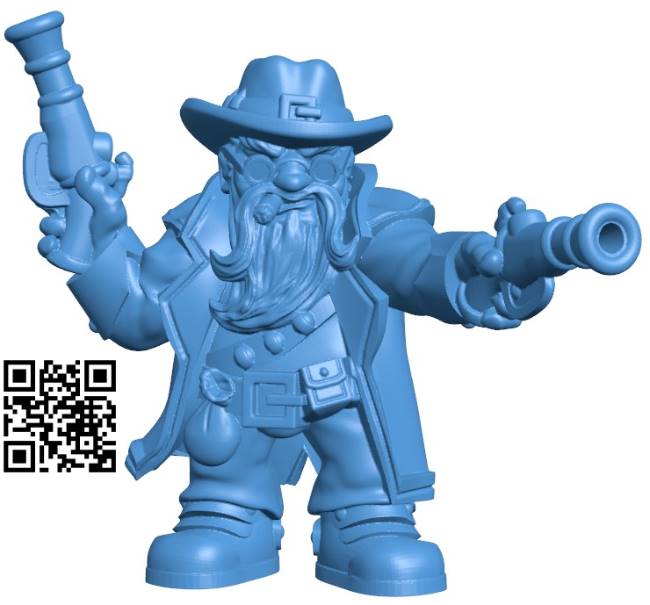 Gunslinger dwarf Man B004234 file stl free download 3D Model for CNC and 3d printer