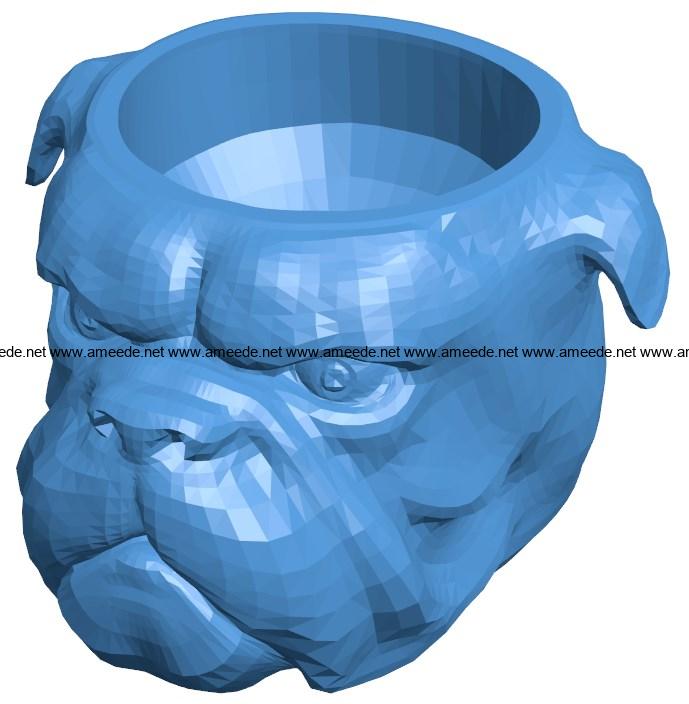 Head Bowl Bull dog B003966 file stl free download 3D Model for CNC and 3d printer