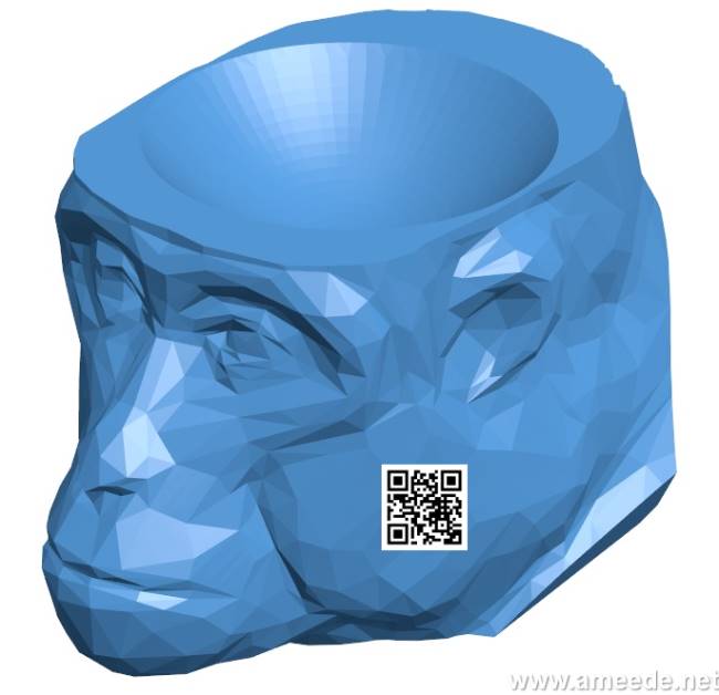 Head ashtray monkey B004155 file stl free download 3D Model for CNC and 3d printer