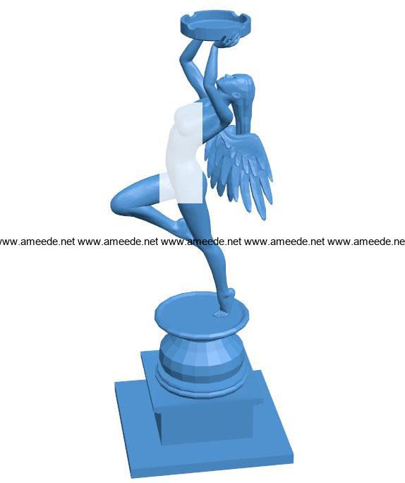 Miss Angel Ash Tray B003930 file stl free download 3D Model for CNC and 3d printer