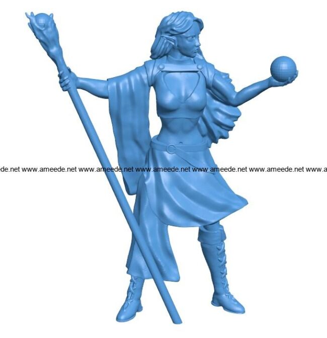 Miss Elven mage B004018 file stl free download 3D Model for CNC and 3d printer