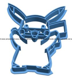 Mold pikachu cookie cutter B004024 file stl free download 3D Model for CNC and 3d printer