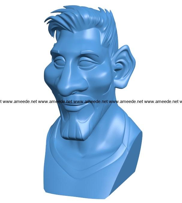 Mr Messi Bust B003972 file stl free download 3D Model for CNC and 3d printer