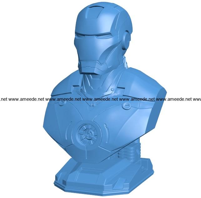 One piece iron man bust B004050 file stl free download 3D Model for CNC and 3d printer