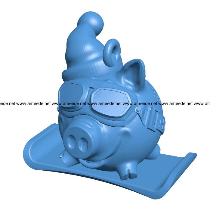 Pig Snow boarder B003973 file stl free download 3D Model for CNC and 3d printer