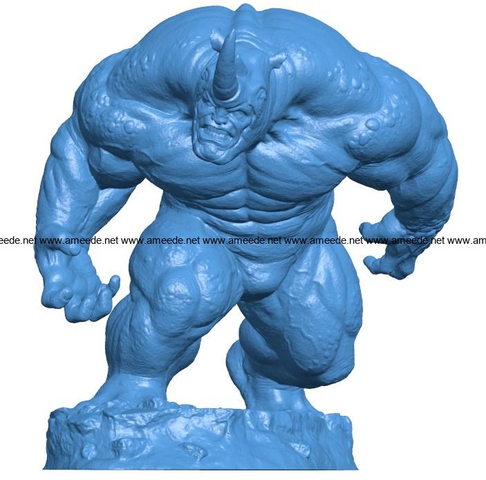 Rhino Statue With Base B003964 file stl free download 3D Model for CNC and 3d printer