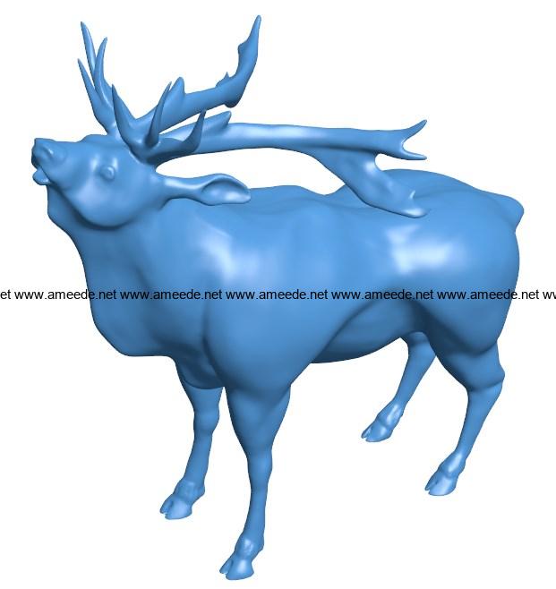 Roaring elk B004080 file stl free download 3D Model for CNC and 3d printer
